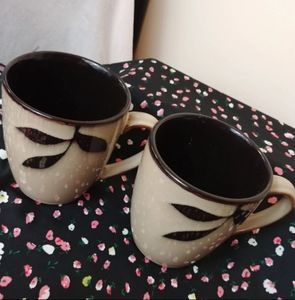 2pc matching Stonewear ceramic coffee mugs